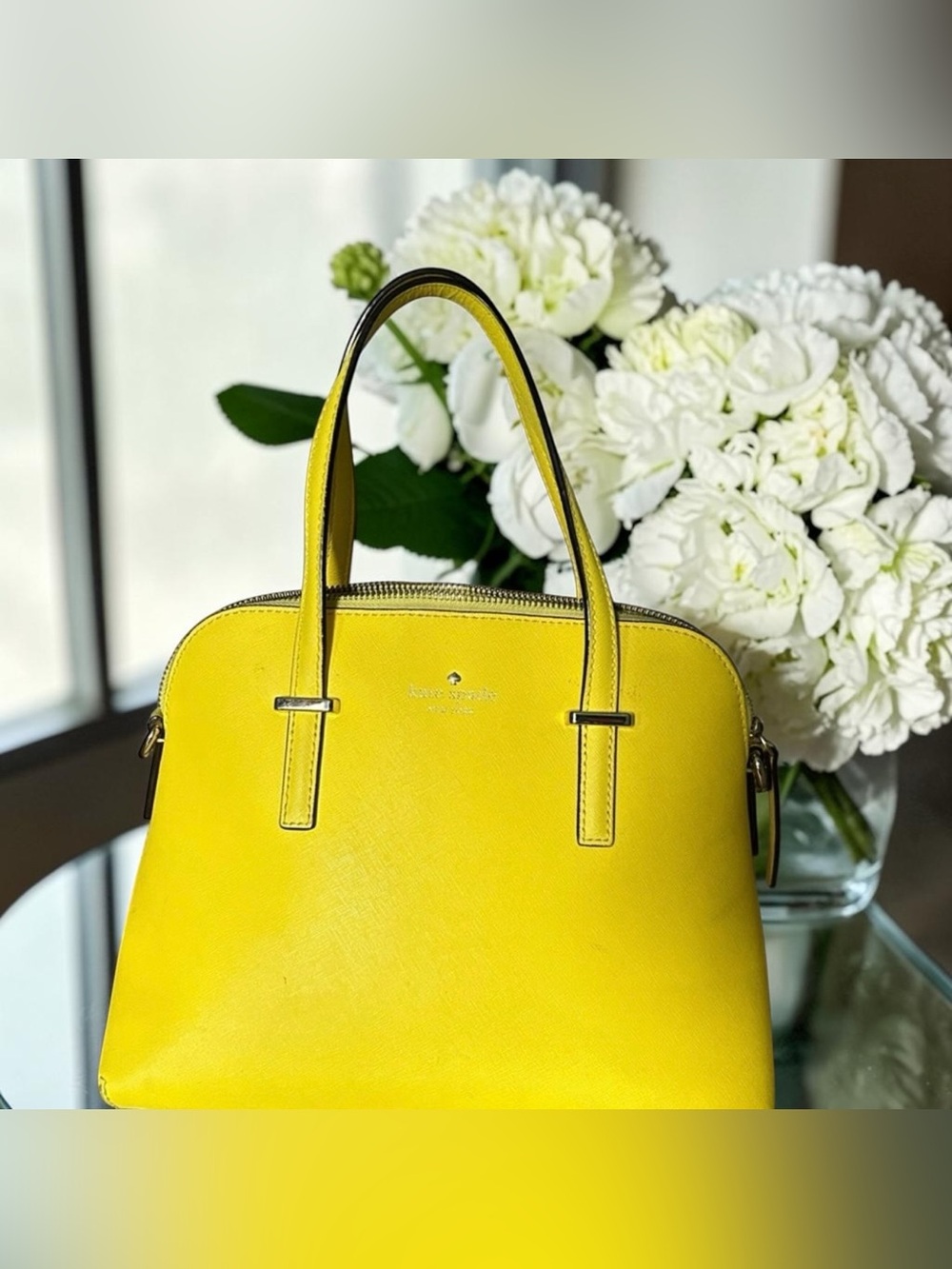 Kate Spade Lemonade Yellow Dome Satchel with Top Handles EUC
